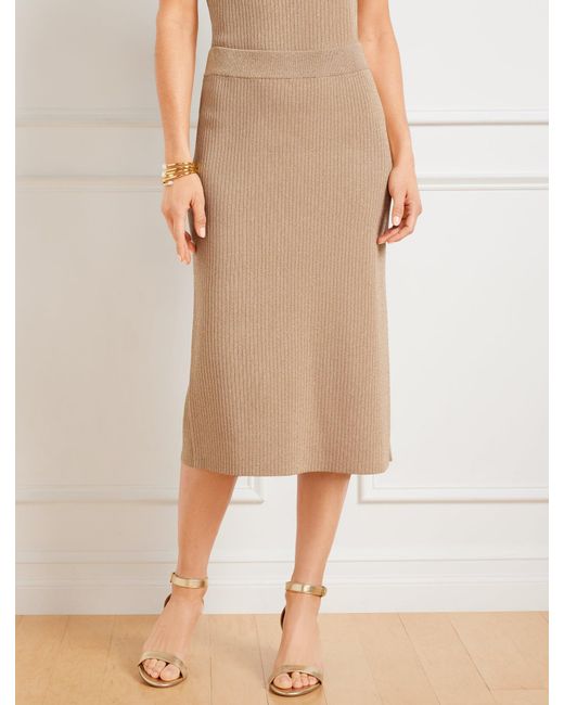 Talbots Natural Metallic Ribbed Sweater Skirt