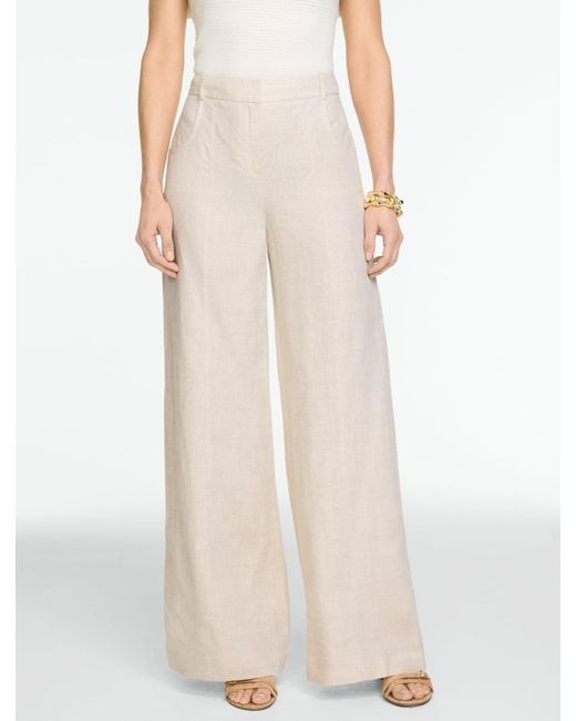 Talbots Natural Classic Linen Wide Leg Trousers