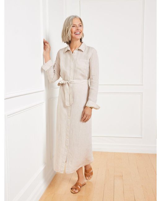 Talbots Cross-dyed Linen Shirtdress in Natural | Lyst UK