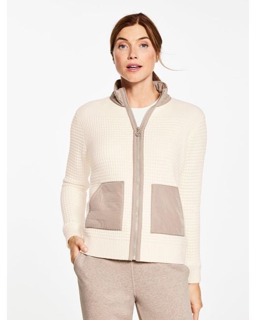 Talbots Natural Woven Trim Sweater Jacket