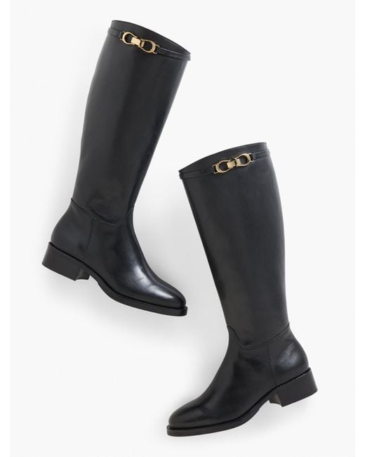 Talbots Black Waverly Vachetta Tall Riding Boots
