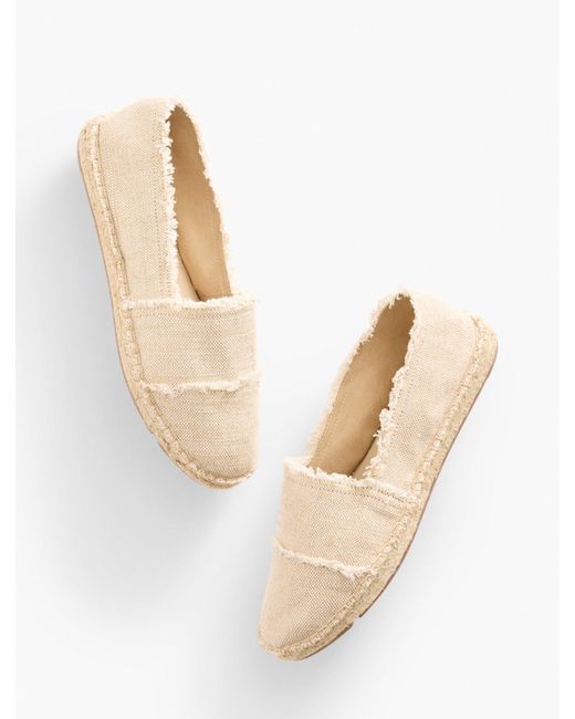 Talbots White Izzy Frayed Metallic Espadrille Flats