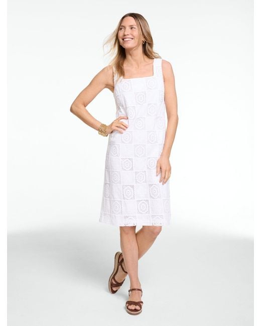 Talbots White Patchwork Eyelet Shift Dress