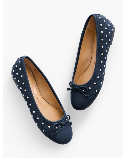 Talbots Blue Blair Studded Suede Ballet Flats
