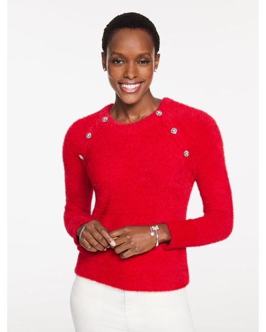 Talbots Red Plush Crewneck Sweater