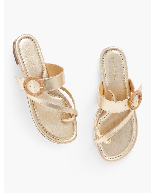 Talbots Natural Gia Buckle Leather Sandals
