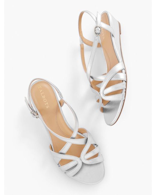 Talbots White Capri Leather Wedge Sandals