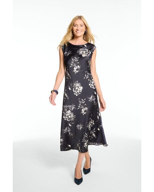 Talbots White Satin Bias Cut Midi Dress