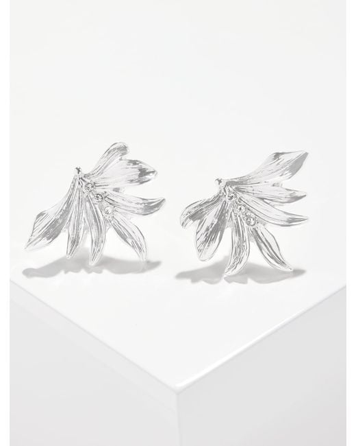 Talbots Metallic Palm Leaf Stud Earrings