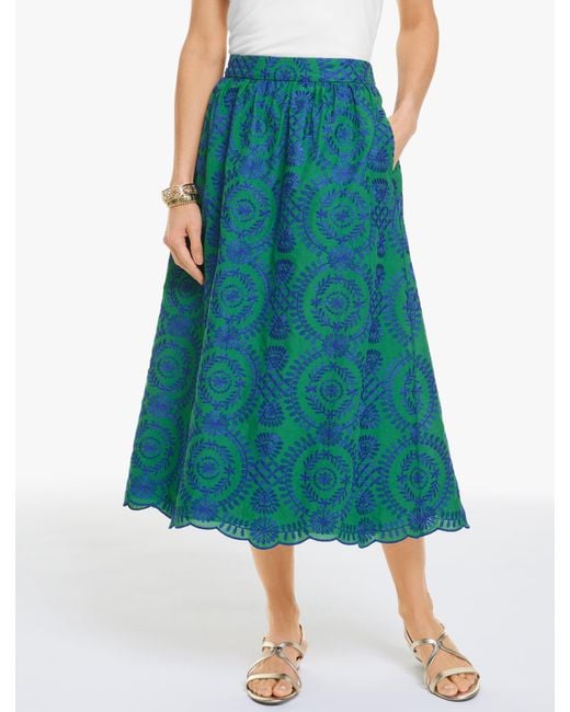 Talbots Blue Floret Eyelet Skirt