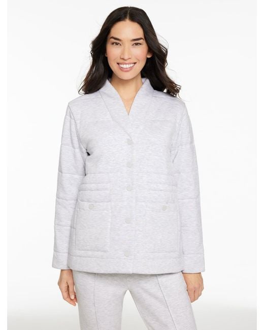 Talbots White Airknit Stretch Quilted Jacket