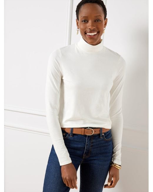 Talbots White Cotton Turtleneck Top