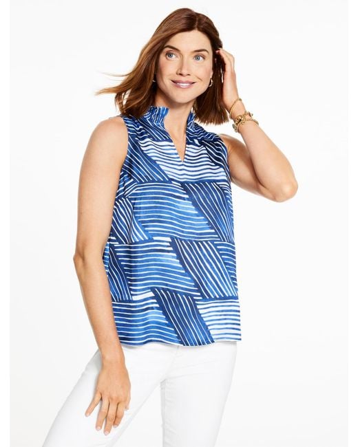 Talbots Blue Smocked Top