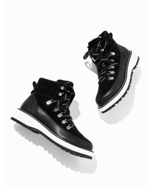Talbots Black Jules Suede & Leather Hiker Boots