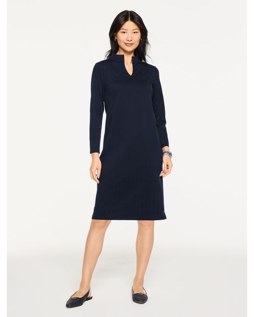 Talbots Blue Passport Ponte Split Neck Dress
