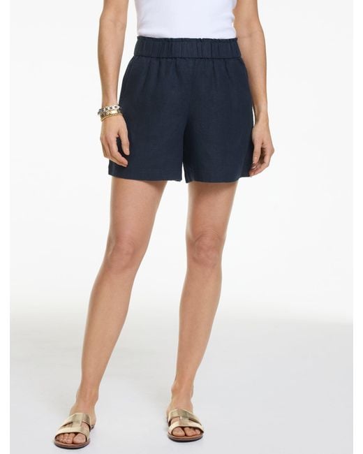 Talbots Blue Washed Linen Pull-on Shorts