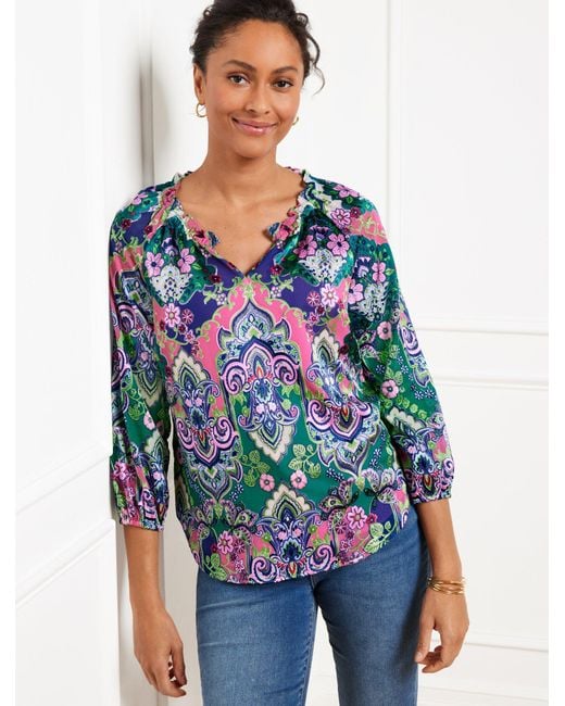 Talbots Blue Satin Top