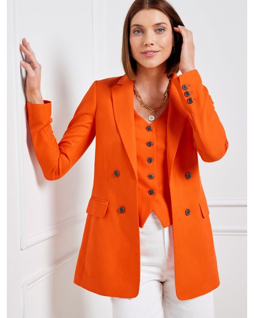 Talbots Orange Linen Blend Slub Blazer