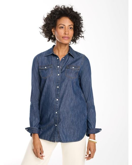 Talbots Blue Snap Button Denim Shirt