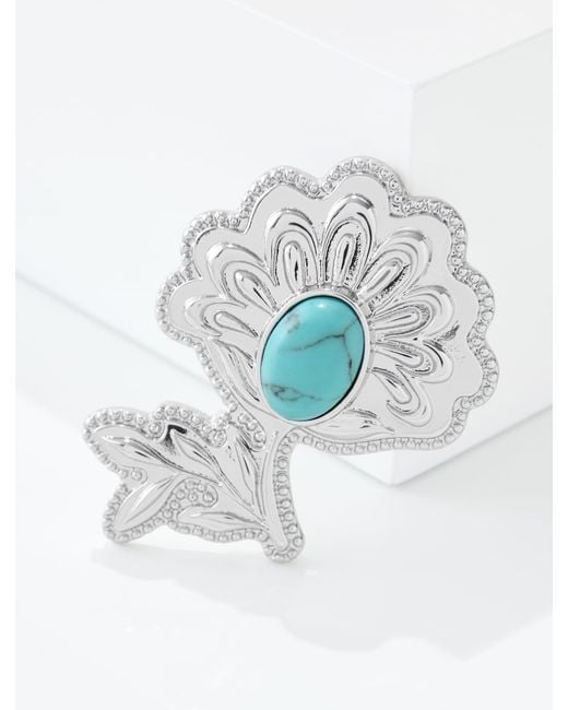 Talbots White Paisley Frond Brooch