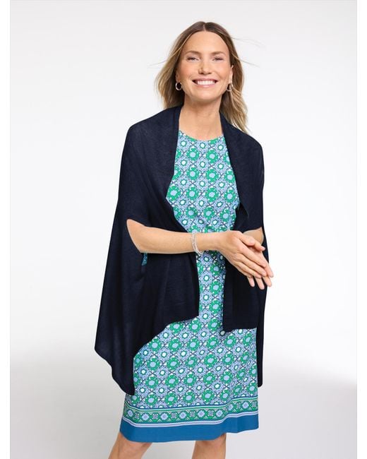Talbots Blue Linen Blend Travel Ruana