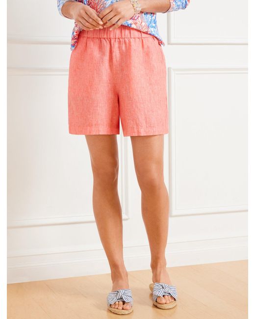 Talbots Pink Nantucket Washed Linen Paperbag Shorts