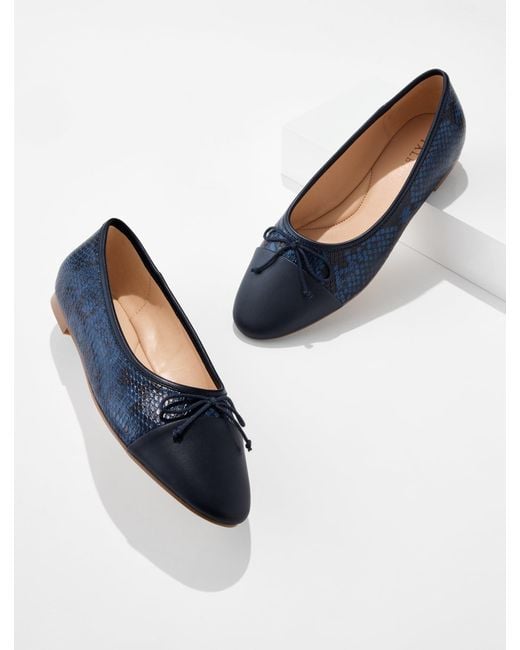 Talbots Blue Ansly Nappa Embossed Ballet Flats