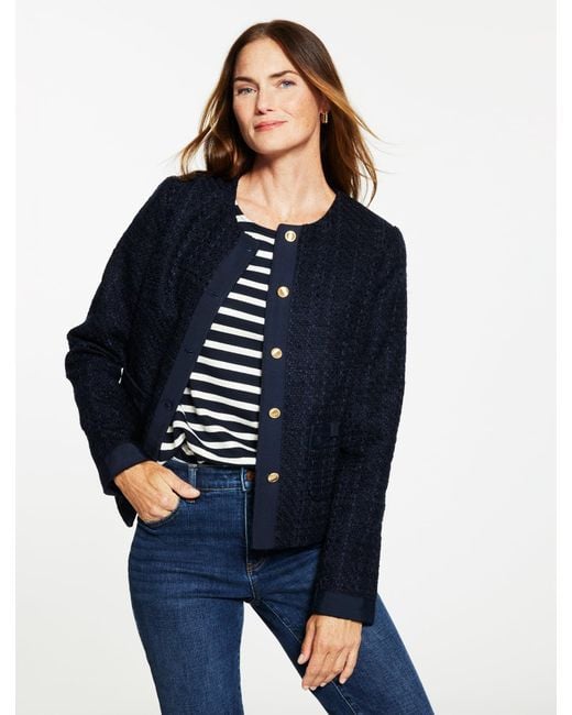 Talbots Blue Vibrant Tweed Jacket