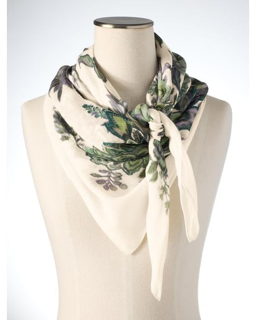 Talbots White Fresco Floral Square Scarf