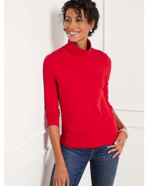 Talbots Red Cotton Turtleneck Top