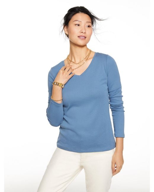 Talbots Blue Pima V-neck T-shirt