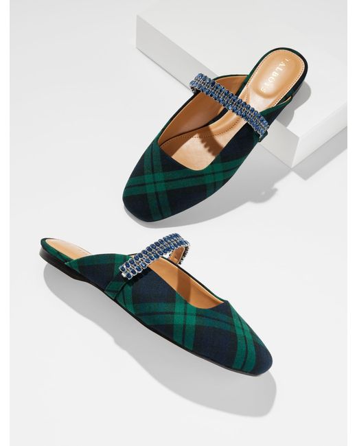 Talbots Blue Sloane Embellished Mules