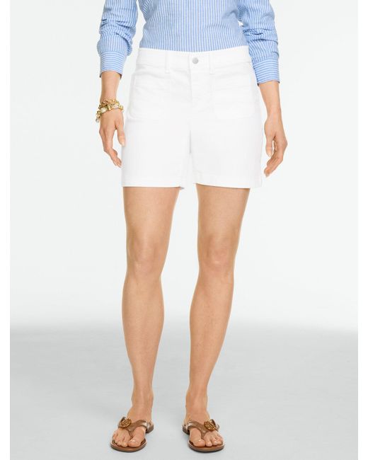Talbots White Lightweight Denim Patch Pocket Shorts