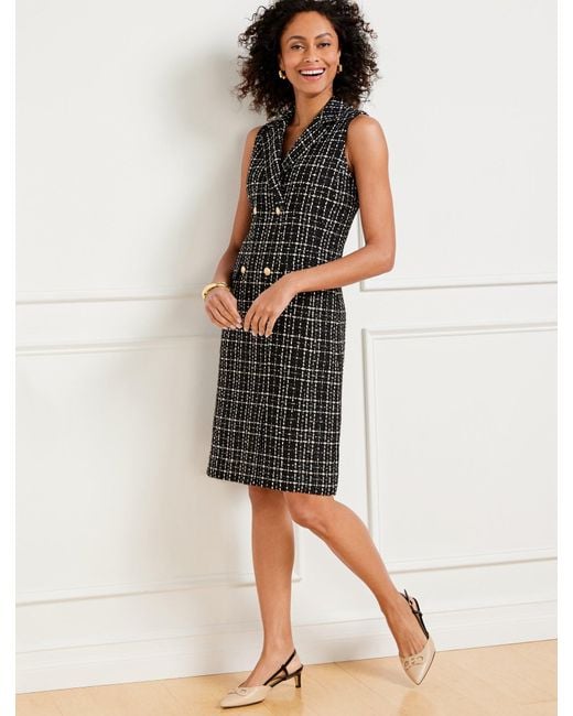 Talbots Natural Double Breasted Tweed Mini Dress