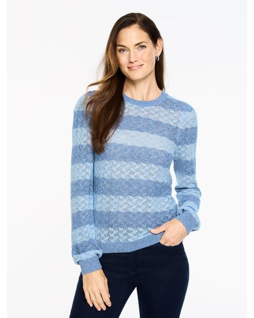 Talbots Blue Texture Stitch Crewneck Sweater