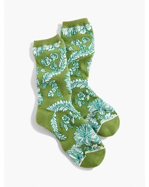 Talbots Green Climbing Chrysanthemum Trouser Socks