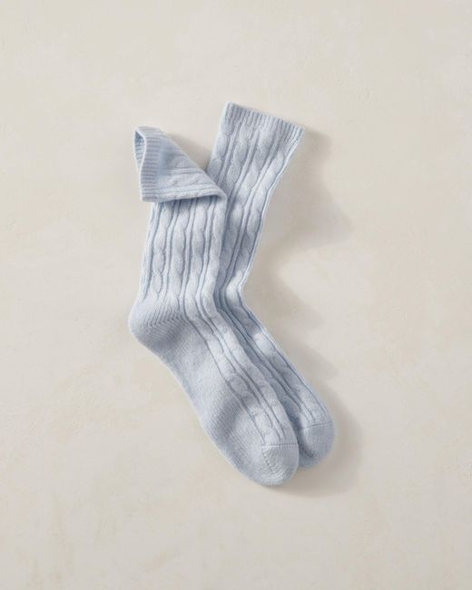 Talbots Blue Cashmere Blend Cable Knit Socks
