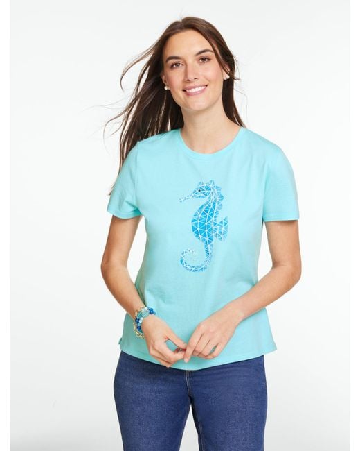 Talbots Blue Short Sleeve Crewneck T-shirt