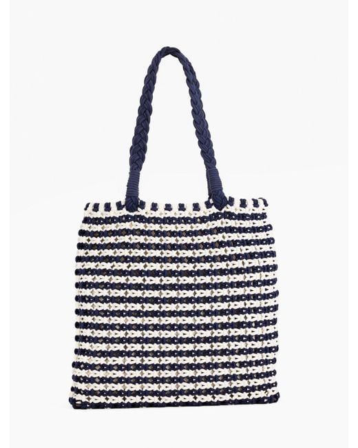 Talbots Blue Knotted Cotton Cord Tote