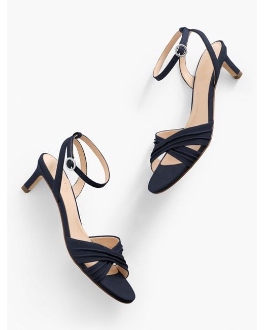 Talbots Blue Tallia Pleated Nappa Ankle Strap Heel Sandals