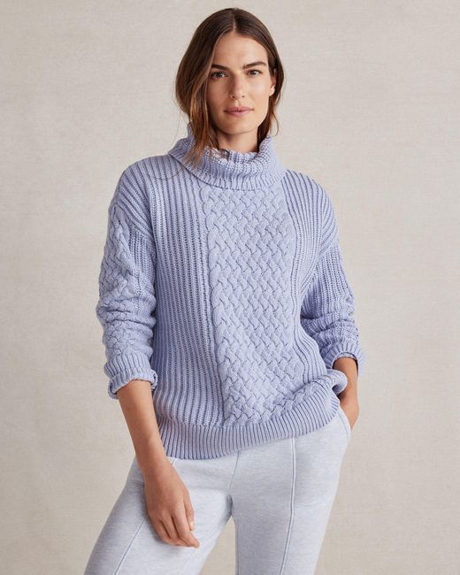Talbots Blue Braided Cable Knit Sweater