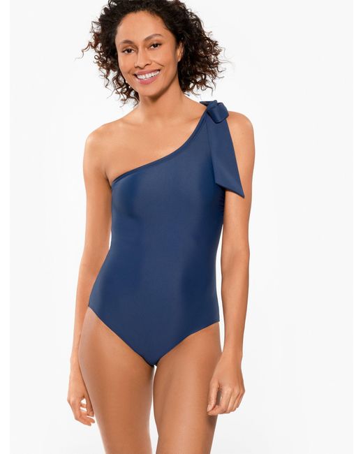 Aqua Club Blue Bow Shoulder One-piece Swimsuit