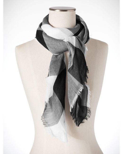 Talbots Gray Singing Gingham Square Scarf