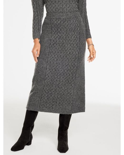 Talbots Gray Mixed Cable Knit Midi Skirt