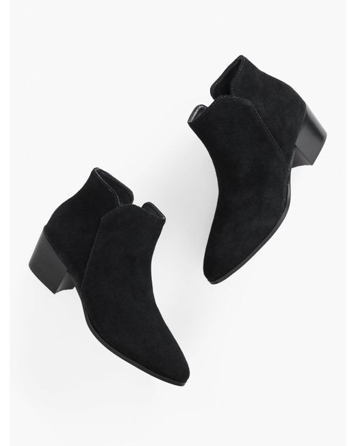 Talbots Black Harper Suede Block Heel Ankle Boots