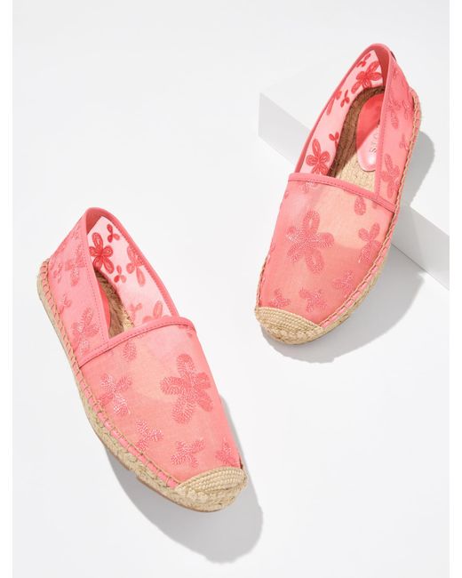 Talbots Pink Izzy Embroidered Mesh Espadrille Flats
