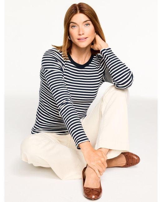 Talbots Blue Ribbed Crewneck T-shirt