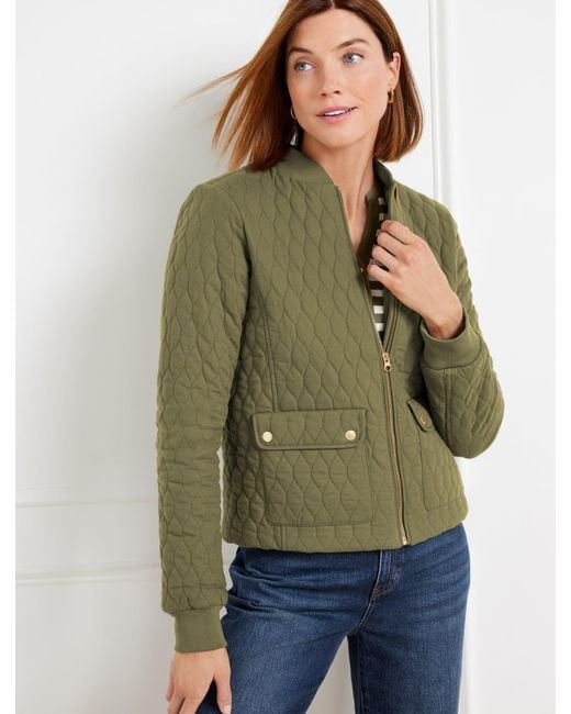 Talbots Green Quilted Bomber Jacket