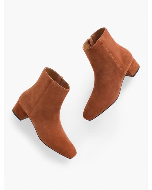 Talbots Brown Perla Suede Block Heel Ankle Boots