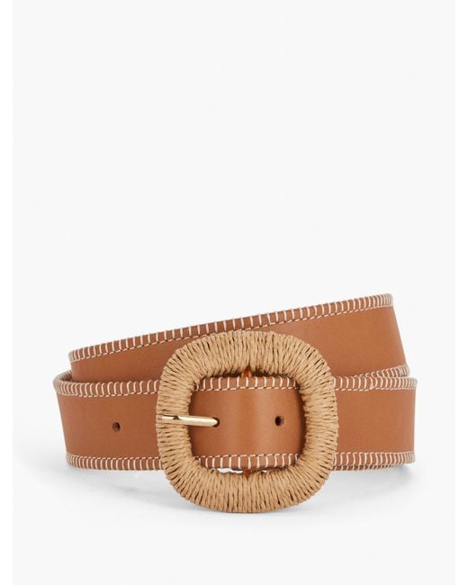 Talbots Brown Raffia Buckle Leather Belt